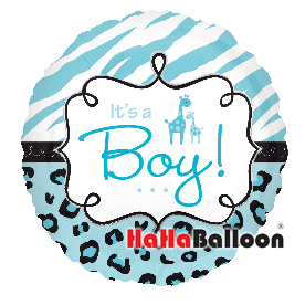 美国Anagram进口铝箔铝膜气球18寸斑马纹豹纹蓝色（男孩）