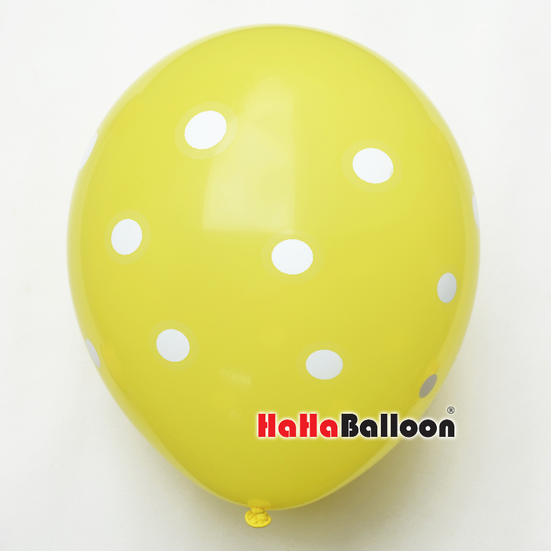 印花波点气球12寸印圆点标准黄色100个/包