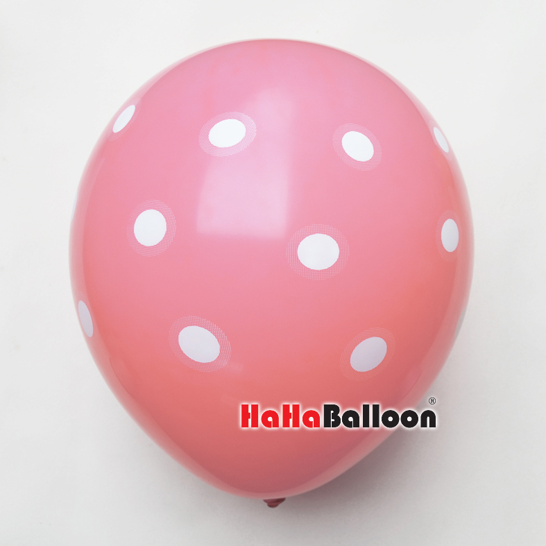 印花波点气球12寸印圆点标准粉色100个/包