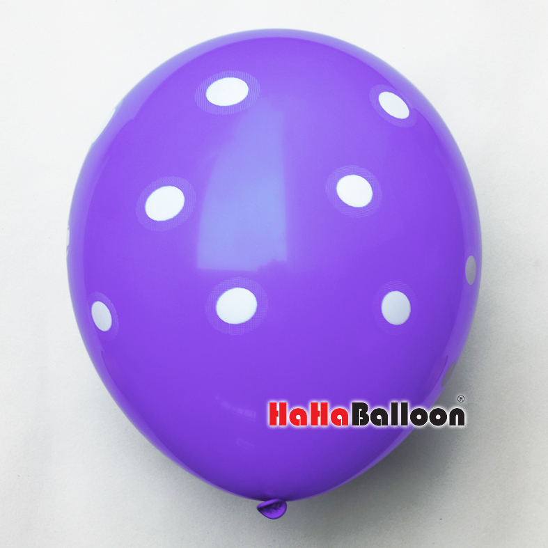 印花波点气球12寸印圆点标准丁香紫色100个/包