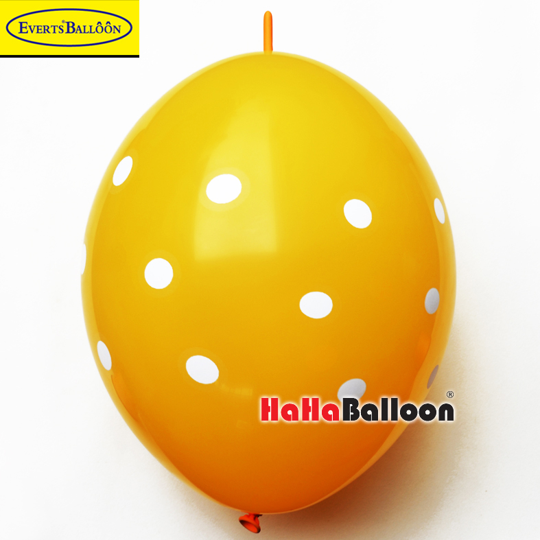 印花波点气球12寸尾巴印圆点标准中黄/柠檬黄色100个/包