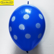 印花波点气球12寸尾巴印圆点标准中蓝色100个/包