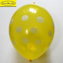 印花波点气球12寸尾巴印圆点水晶黄色100个/包