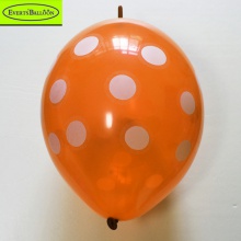 印花波点气球12寸尾巴印圆点水晶橙色100个/包