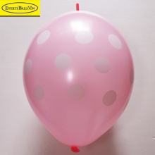 印花波点气球12寸尾巴印圆点标准荧粉/粉红色100个/包
