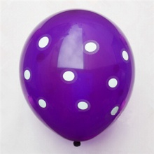 印花波点气球12寸印圆点水晶紫色100个/包