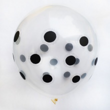 印花波点气球12寸印圆点透明黑圆点100个/包