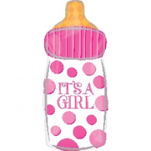 美国Anagram进口铝箔铝膜气球18寸女孩粉色波点奶瓶