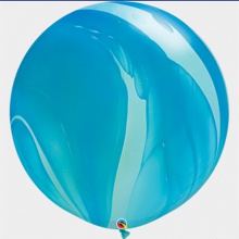 Q牌条纹玛瑙气球30寸蓝色1个