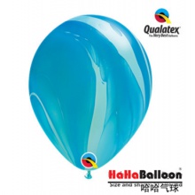 Q牌条纹玛瑙气球11寸蓝色1个