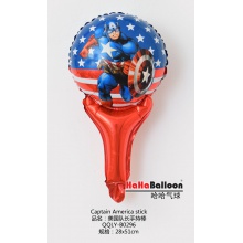 铝箔铝膜气球18寸手持手柄美国队长