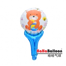 铝箔铝膜气球18寸手持手柄蜂蜜小熊