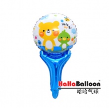 铝箔铝膜气球18寸手持手柄黄熊