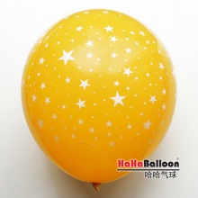 印花气球12寸印五角星星标准中黄色/柠檬黄色100个/包