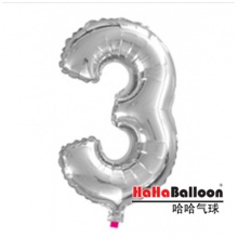 铝膜铝箔气球40寸大号银色数字3