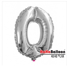铝膜铝箔气球中号银色数字0