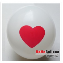 印花气球12英寸白色印爱心100个/包