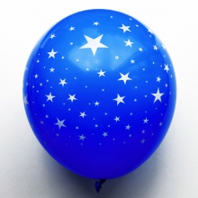 印花气球12寸印五角星星中蓝色100个/包