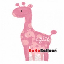 铝膜铝箔气球大号长颈鹿女孩粉色