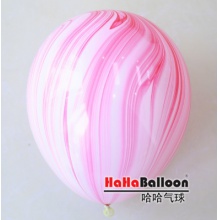 Q牌条纹玛瑙气球11寸粉白色25个