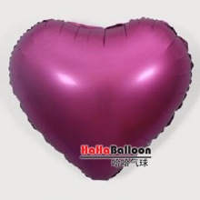 铝箔铝膜气球光版18寸爱心形磨砂金属酒红色