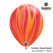 Q牌条纹玛瑙气球11寸红橙色1个