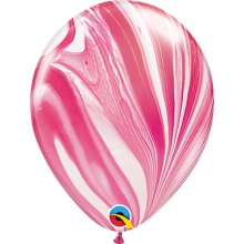 Q牌条纹玛瑙气球11寸粉白色25个