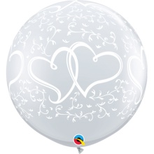 Q牌圆形印花气球36寸心连心透明色1个