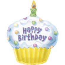 美国Anagram进口铝箔铝膜气球大号黄色条纹纸杯生日蛋糕