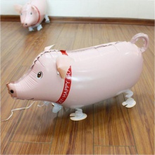 铝箔铝膜气球行走动物粉色小猪