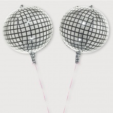 4D圆形铝箔方格铝膜气球银色迪斯科球